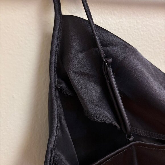 VTG Bebe Women Slip Dress Size XS Black Spaghetti Strap Cowl Neck Y2K Whimsigoth - Picture 7 of 13